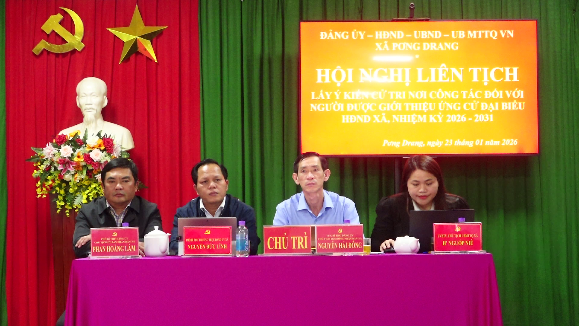 HỘI NGHỊ LIÊN TỊCH LẤY Ý KIẾN CỬ TRI NƠI CÔNG TÁC ĐỐI VỚI NGƯỜI ĐƯỢC GIỚI THIỆU ĐẠI BIỂU HĐND XÃ PƠNG DRANG, NHIỆM KỲ 2026 - 2031